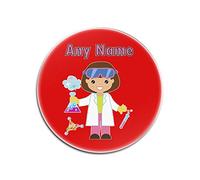 Personalised Gift - Chemist Female Round Glass Coaster (Occupation Design Colour) Any Name Message Unique - Mat Pad Job Scientist Chemistry Alchemy Pharmacist Professor