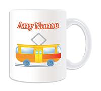 Personalised Gift - City Tram Mug (Transport Design Theme, White) - Any Name / Message on Your Unique - Driver Vehicle Automobile Public Trolley Track Railway Metrolink Metro Underground London Tube Train Subway