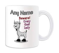 Personalised Gift - Crazy Goat Lady Mug (Animal Slogan Design White) Any Name Message Unique - Zoo Silly Cute Funny Novelty Wild Lover Farm Sheep Lamb Devil