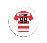 Personalised Gift - Doncaster Rovers Round Gloss Hardboard Coaster (Football Club Design Theme, Colour Options) - Any Name/Message on Your Unique Mat Pad - The Rovers Vikings Donny