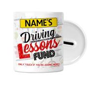 Personalised Gift - Driving Lesson Fund - Money Saving Box - Piggy Bank - 16th, 17th, 18th Birthday Gifts for Teenagers Girls & Boys