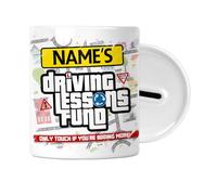 Personalised Gift - Driving Lesson Fund - Money Saving Box - Piggy Bank - 16th, 17th, 18th Birthday Gifts for Teenagers Girls & Boys, Gamers, Gaming, Video Games Fan, Save for Practical, Theory Test