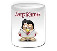 Personalised Gift - Elvis Presley Money Box (Penguin History Celebrity Costume Design White) - Any Name Message Unique Saving Piggy Bank Silly Novelty Singer Pop Dancer Music Video Rock Hollywood