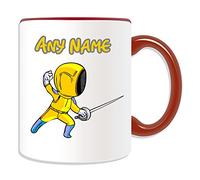Personalised Gift - Fencing Mug (Sport and Hobby Design Theme, Colour Options) - Any Name/Message on Your Unique - Foil Epee Sabre Fight Olympic