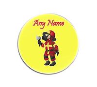 Personalised Gift - Fireman with Axe Round Glass Coaster (Career Design Theme, Colour Options) - Any Name/Message on Your Unique Mat Pad - Red Uniform