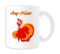 Personalised Gift - Flamenco Dancer Mug (Dance Design Theme, White) - Any Name/Message on Your Unique - Hot Sexy Spain Spanish Espana