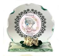 Personalised Gift for Baby Girl Christening Cut Glass Unique Plague Keepsake Present