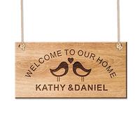 Personalised Gift for Her Him Mr & Mrs Anniversary Wedding Engagement Custom Gifts for Couple Bride Engraved Wedding Plaques Wooden Door Sign Plaques Hanging Plaque Sign (Design 03)