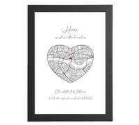 Personalised Gift for Him & Her - Custom Map Print with Home Location & Message | Unique Housewarming Keepsake, New Home Present, Moving Gift, Romantic Keepsake Wall Art, Christmas, Birthday