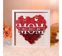 Personalised Gift for Mum Grandma Mother Day Birthday From Daughter Son Custom Flower Shadow Box (For mum, 2 names)