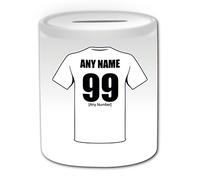 Personalised Gift - Fulham Money Box (Football Design Theme, White) - Any Name/Message on Your Unique - The Cottagers Lily Whites Club - Piggy Bank Saving Jar Pot