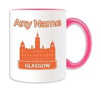 Personalised Gift - Glasgow City Mug (Skyline Design Theme, Colour Options) - Any Name / Message on Your Unique - Travel Tour Tourist Vistor Traveller Souvenir Famous View Landscape Architecture Building Frame Structure Landmark Outline Scotland UK United Kingdom GB Great Britain Chambers Council George Square