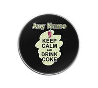 Personalised Gift - Keep Calm Drink Coke Round Glass Coaster (Food Design Colour) Any Name Message Unique Mat Pad - Carry Poster Party Diet Snack Beer Wine Milk Coffee Tea Chocolate Juice