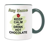 Personalised Gift - Keep Calm Drink Hot Chocolate Mug (Food Design Colour Handle) Any Name Message Unique - Carry Poster Party Diet Snack Beer Wine Milk Coffee Juice Tea