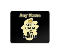 Personalised Gift - Keep Calm Eat Cheese Mouse Mat (Food Design Colour) Any Name Message Unique Pad Matt - Carry Poster Party Diet Snack Cake Chocolate Chips Fruit Cream Veg Pizza
