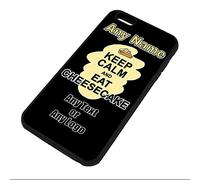 Personalised Gift - Keep Calm Eat Cheesecake Phone 6 6s Plus + Case (Food Design) Any Name Message Unique TPU Cover - Carry Poster Party Diet Snack Chocolate Chips Fruit Cream Veg Pizza