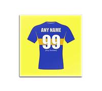 Personalised Gift - Leeds Rhinos Square Gloss Hardboard Coaster (Rugby League Design Theme, Colour Options) - Any Name/Message on Your Unique Mat Pad - The Loiners