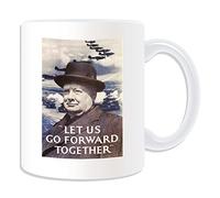 Personalised Gift - Let Us Go Forward Together Mug (War Poster Design Theme, White) - Any Name / Message on Your Unique - Britain Britons First 1st Second 2nd World WW1 WW2 Recruitment Enlist Victory Army Military Soldier Winston Churchill