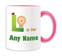 Personalised Gift - Letter L For Mug (Alphabet Design Theme, COLOUR OPTIONS) - Any Name / Message on Your Unique - A B C D E F G H I J K L M N O P Q R S T U V W X Y Z Initial Cute Symbol Phonetic Lima Lion