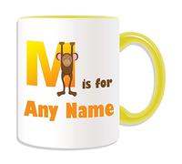 Personalised Gift - Letter M For Mug (Alphabet Design Theme, COLOUR OPTIONS) - Any Name / Message on Your Unique - A B C D E F G H I J K L M N O P Q R S T U V W X Y Z Initial Cute Symbol Phonetic Mike Money