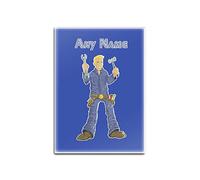 Personalised Gift - Mechanic with Tools Glass Fridge Magnet (Career Design Theme, Colour Options) - Any Name/Message on Your Unique - Engineer Garage Worker Staff Vehicle Car