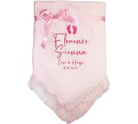 Personalised Gift Message Pink Baby Shawl Blanket (Pink Footprints)