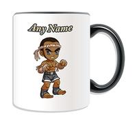 Personalised Gift - Muay Thai Boxing Mug (Martial Arts Design Theme, Colour Options) - Any Name/Message on Your Unique - Kung Fu Kungfu Thailand Indochinese Kickboxing Black