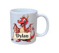 Personalised Gift Mug - Cute Welsh Dragon Design (Add Your Name Here!) (White)