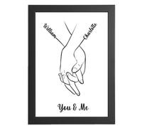 Personalised Gift Names in Hands Romantic Print for Her or Him, Couples on Valentine's Day, Birthdays, Anniversaries, Christmas, Weddings - From Wife, Husband, Boyfriend, Girlfriend