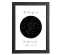 Personalised Gift Night Sky Constellation Star Print for Anniversaries, Birthdays, Christmas, Valentine's Day, Weddings Personalised Gift for Couples, Husband, Wife, Girlfriend, Boyfriend - Black