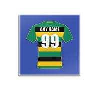 Personalised Gift - Northampton Saints Square Glass Coaster (Rugby Union Design Theme, Colour Options) - Any Name/Message on Your Unique Mat Pad - Jimmies