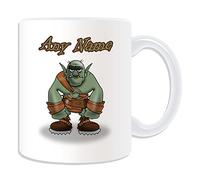 Personalised Gift - Orc Mug (Fairy Tale Design Theme, White) - Any Name/Message on Your Unique - Goblin