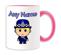 Personalised Gift - Police Community Support Officer Female Blonde Hair Mug (Career Design Theme, Colour Options) - Any Name / Message on Your Unique - PCSO Policewoman Hat Cap Blue Uniform Occupation
