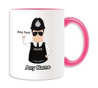 Personalised Gift - Police Constable/Sergeant Mug (Police Design Theme, Colour Options) - Any Name/Message on Your Unique - PC SGT CID DS - Dark/Black Hair Policeman Hat Cap Helmet - Detective