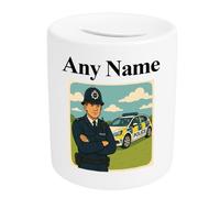 Personalised Gift - Policeman and Police Mug Size Money Box (Professional Design) Any Name Message Unique - PC SGT INSP CID DS Detective Constable Sergeant Hat Cap Helmet Piggy bank