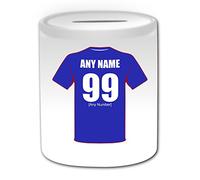 Personalised Gift - Portsmouth Money Box (Football Design Theme, White) - Any Name/Message on Your Unique - The Pompey Club - Piggy Bank Saving Jar Pot
