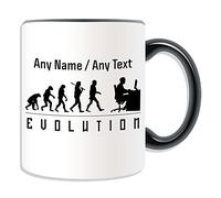 Personalised Gift - Programmer / Gamer Mug (Evolution Design Color) Name Message Unique - Occupation Outline Student Office ICT Internet Desk Laptop Geek Website Information Computer Player GEEK