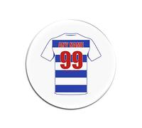 Personalised Gift - Queen Park Rangers Glass Round Coasters (Football Club Design Theme, Colour Options) - Any Name/Message on Your Unique Mat Pad - QPR The Hoops Rs Queen