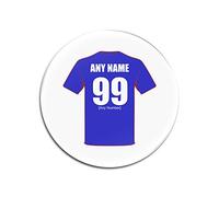 Personalised Gift - Rangers Glass Round Coasters (Football Club Design Theme, Colour Options) - Any Name/Message on Your Unique Mat Pad - The Gers Teddy Bears Light Blues
