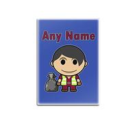 Personalised Gift - Refuse Collector Male Black Hair Glass Fridge Magnet (Occupation Design Colour) Any Name Message Unique - Job Garbage Recycling Truck Tipper