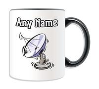 Personalised Gift - Satellite Dish Mug (Military Design Theme, Colour Options) - Any Name / Message on Your Unique - Army Armed Forces Soldier World War Weapon Battle Communications Space Artificial Signal Television Antenna