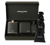 Personalised Gift Set for Men - Wallet, Hip Flask & Luggage Tag - Personalised Gift for Him, Best Man, Groomsmen Or Dad - Designer Mens Gift Set | by Maison Privé