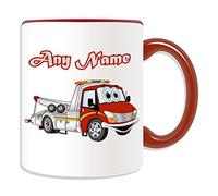 Personalised Gift - Smiley Tow Truck Mug (Transport Design Theme, Colour Options) - Any Name / Message on Your Unique - Wrecker Breakdown Road Recovery Vehicle AA Lorry HGV Driver Automobile Green Flag RAC