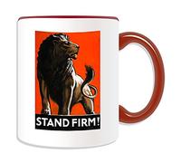 Personalised Gift - Stand Firm Mug (War Poster Design Theme, Colour Options) - Any Name / Message on Your Unique - Britain Britons First 1st Second 2nd World WW1 WW2 Recruitment Enlist Victory Army Military Soldier Lion