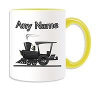 Personalised Gift - Steam Locomotive Mug (Transport Design Theme, Colour Options) - Any Name/Message on Your Unique - Engine Train Vintage Track Railway Driver Pulling Power