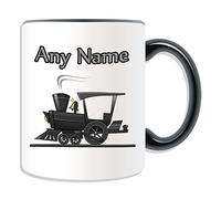 Personalised Gift - Steam Locomotive Mug (Transport Design Theme, Colour Options) - Any Name/Message on Your Unique - Engine Train Vintage Track Railway Driver Pulling Power