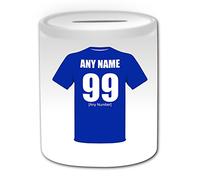 Personalised Gift - The Peopleâ€™s Club Money Box (Football Design Theme, White) - Any Name/Message on Your Unique - Liverpool The Blues School of Science - Piggy Bank Saving Jar Pot