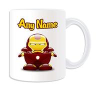 Personalised Gift - Tony Stark Mug (Penguin Film Character Design Theme, White) - Any Name/Message on Your Unique - Costume Movie Superhero Hero Marvel Comics Avengers Guardians Galaxy Iron Man