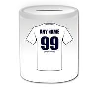 Personalised Gift - Tottenham Money Box (Football Design Theme, White) - Any Name/Message on Your Unique - The Spurs Lilywhites Club - Piggy Bank Saving Jar Pot