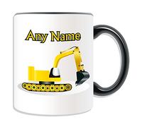 Personalised Gift - Tracked Excavator Mug (Transport Design Theme, Colour Options) - Any Name / Message on Your Unique - Driver Digger Heavy Vehicle Automobile Truck Construction Road Worker JCB CAT mechanical shovel HGV